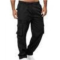 Men Straight Leg Cargo Pants Elastic Waisted Button Solid Trousers Casual Joggers for Hiking Athletic Wear