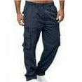 thumbnail image 1 of Men Straight Leg Cargo Pants Elastic Waisted Button Solid Trousers Casual Joggers for Hiking Athletic Wear, 1 of 6