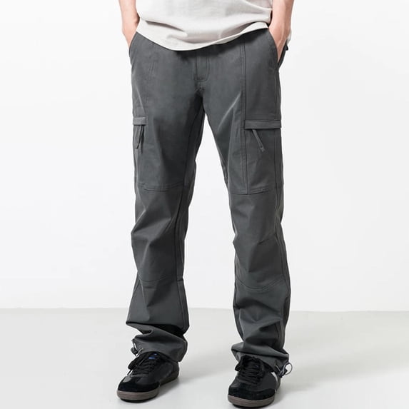 Men Straight Leg Cargo Pants Stretch Multi Pocket Zip Off Quick Dry Fishing Camping Pants