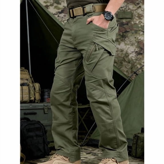 Men Straight‑Leg Multi‑Pocket Cargo Pants Relaxed Fit Travel Work Daily Wear S‑XXL, 1 Pack 3