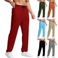 thumbnail image 1 of Men Straight Quick Dry Athletic Pants Sevevn Elastic Drawstring Waist Zipper Side Pockets Light Solid Breathable Trousers For Workout Running Daily Lounging, 1 of 7