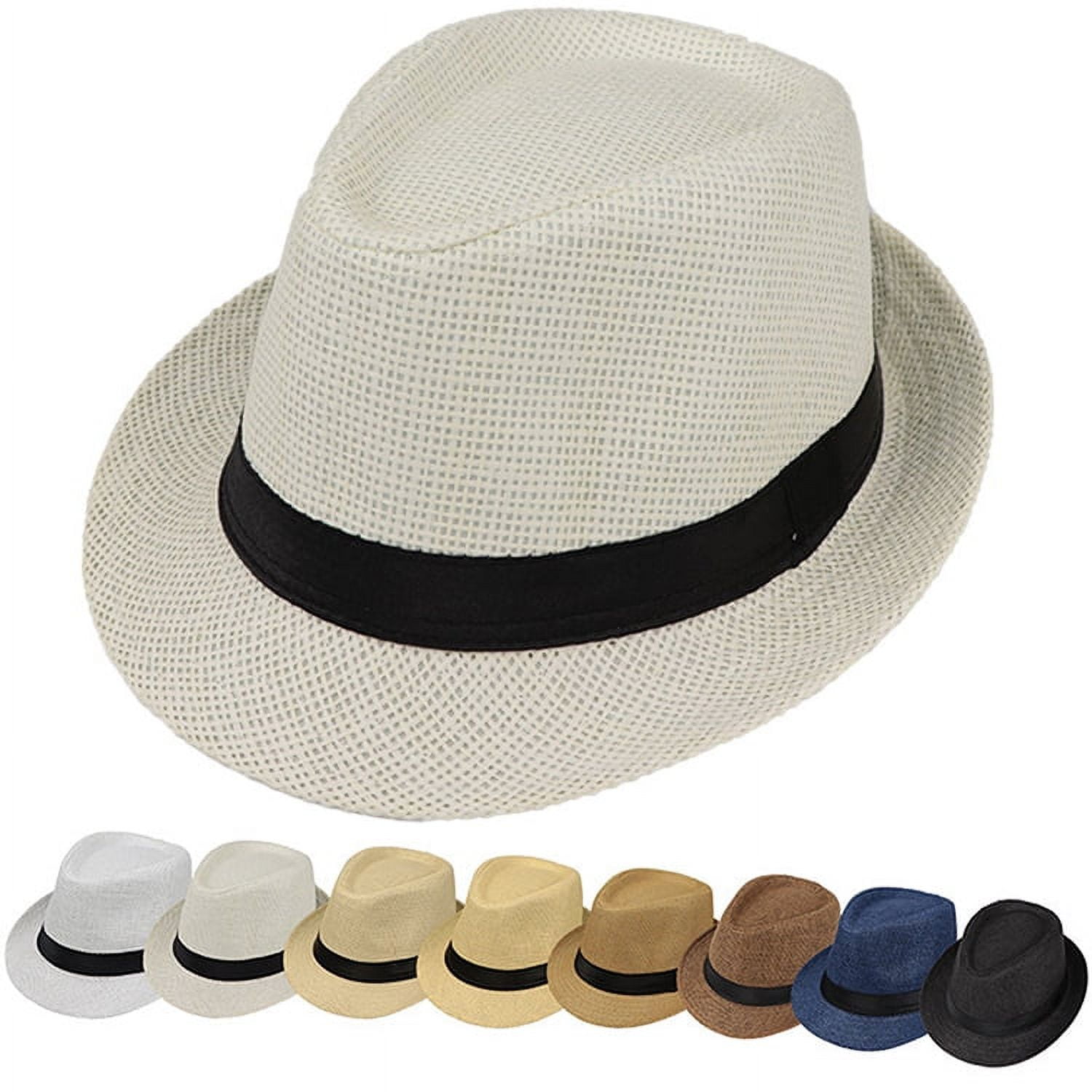 Buy Beach hat Gentlemen Cool Fedora Hats Fashion Wide Brim Hats Men Boys  Gangster Billycock Sun Hats The British Leisure Cap Summer Caps Boy gao  shanshan store (Color : White, Size 