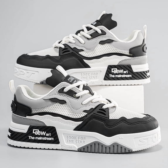 Men Street Style Platform Skate Shoes Wide Fit Breathable Mesh Upper Shock Absorbing Non Slip Casual Daily Sneakers