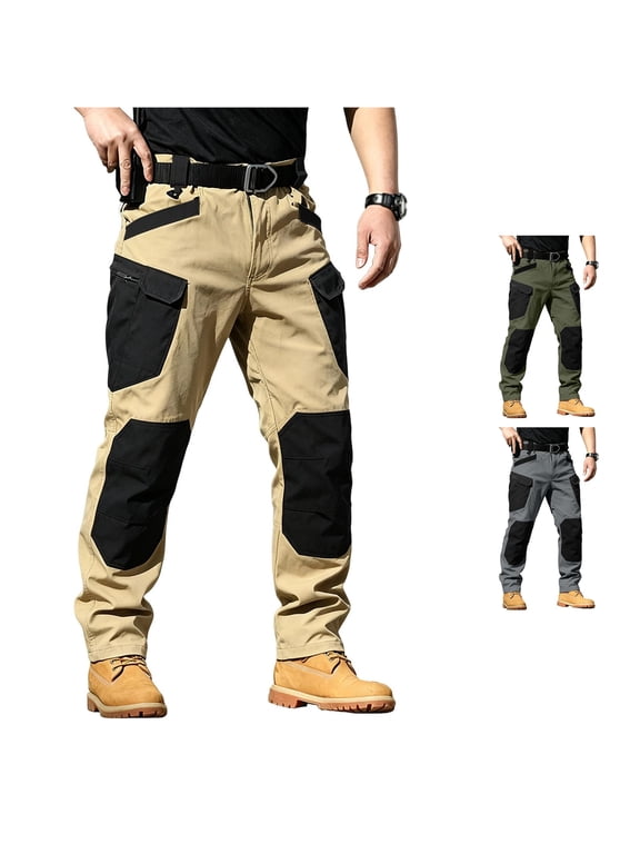 Men's Stretch Cargo Pants Loose Fit, Softshell Outdoor Trousers For Camping Travel Work Utility