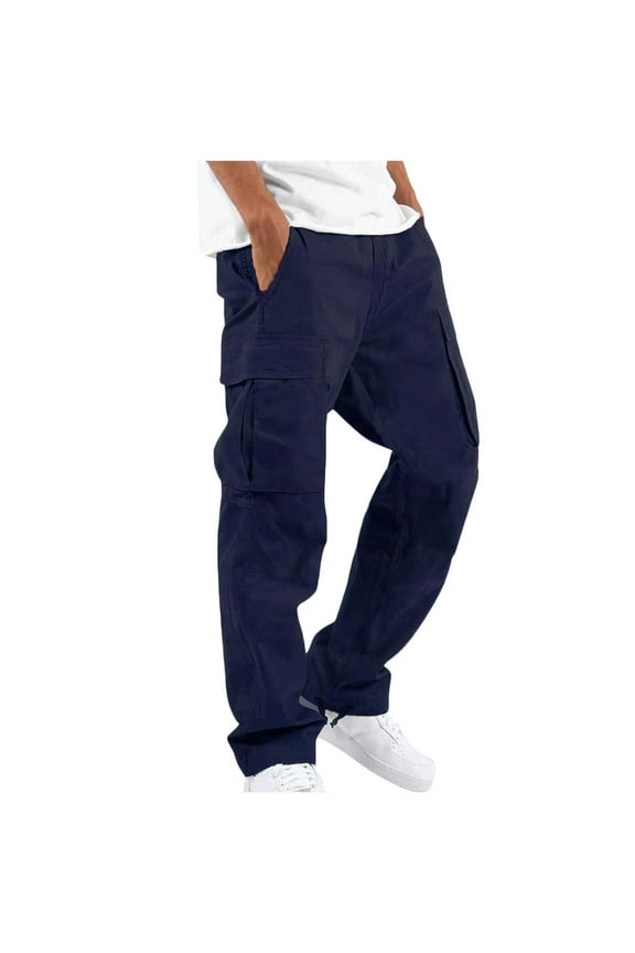 Men Stretch Cargo Pants with Sherpa Fleece Lined Multi Pockets Straight Leg Work Outdoors Hiking Trousers