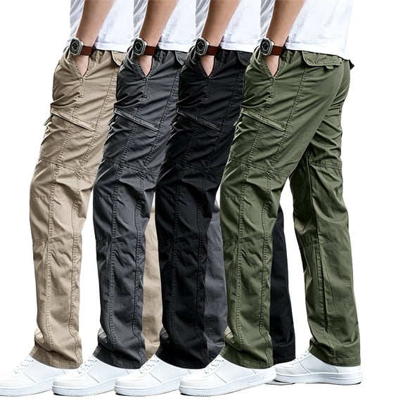 Men Stretch Cargo Trousers Light Multi Storage Reinforced Ripstop Field Travel Pants S-XL(1 piece)