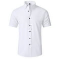 thumbnail image 1 of Men Stretch Dress Shirts Short Sleeve 4 Way Button Fashion Business Blouse Wedding Shirt Lightweight Slim Fit Clothes Casual Elegant Tops, 1 of 2