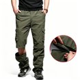 thumbnail image 1 of Men Stretch Multi Pocket Cargo Pants Straight Leg Zip Off Water Repellent Lightweight Travel Pants, 1 of 9