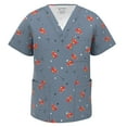 thumbnail image 1 of Men Stretch Print Scrub Top - Medical Uniform Men Nurse School Print Scrubs V Neck Top PSM105 M002 M, 1 of 3
