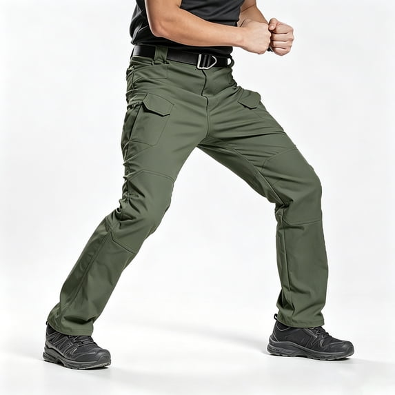 Men Stretch Straight Leg Cargo Pants 6 Pocket Breathable Fishing Trousers
