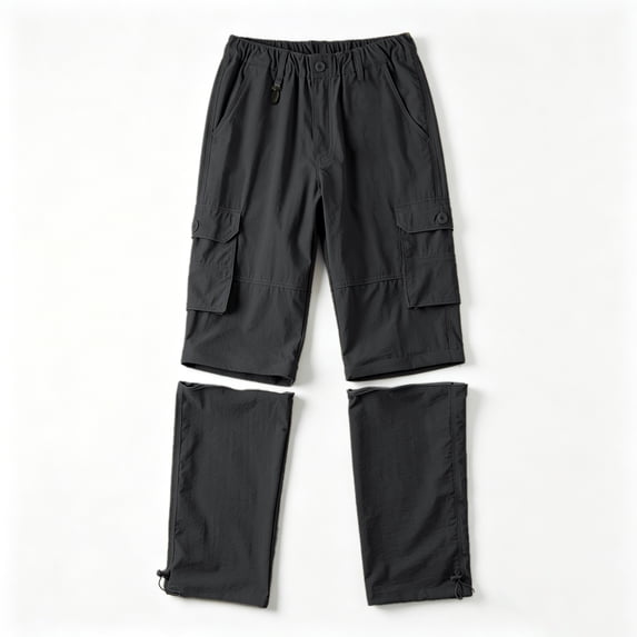 Men Stretch Straight Leg Cargo Pants Multi Pocket Zip Off Quick Dry Water Repellent Outdoor Trousers