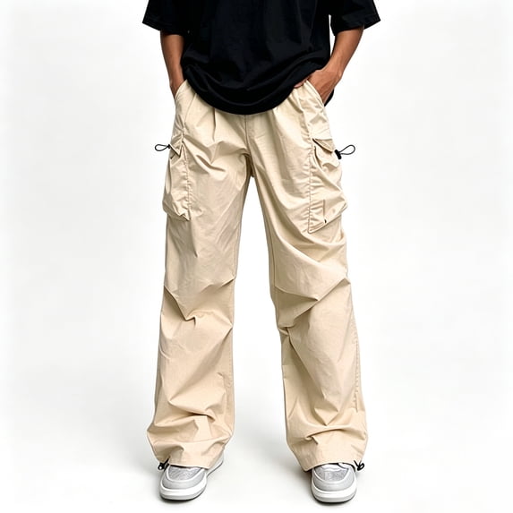Men Stretchy Straight Cargo Sport Pants, Multi Pocket Thin Outdoor Daily Trousers S-XL