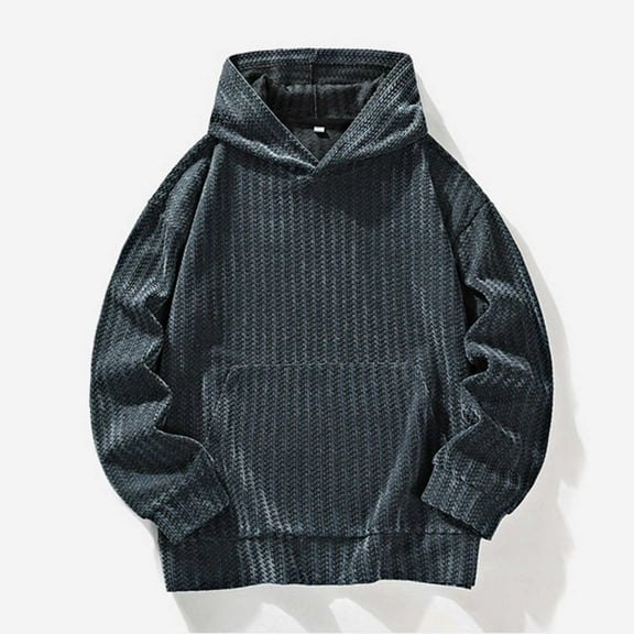 Men Striped Hoodies Sweatshirt Long Sleeve Pullover Hoodie Trendy Loose Fitting Casual Hooded Tops with Pockets Fall Streetwear Fashion Fall Winter Warm Tops Dark Gray L