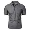 thumbnail image 1 of Men Striped Polo Shirts Classic Fit Tshirts Button Down Tops Casual Blouses with Pockets Comfy Summer Clothing, 1 of 3