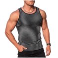 thumbnail image 1 of Men Striped Tank Top - Quick Dry Training Tops Men Round Neck Outdoor Running Fitness Cut off Undershirts, S-3XL, 1 of 8