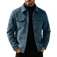 thumbnail image 1 of Men Suede Trucker Jacket, Lapel Collar Button Down Casual Coat with Flap Chest Pockets, Long Sleeve Vintage Outerwear for Men, 1 of 9