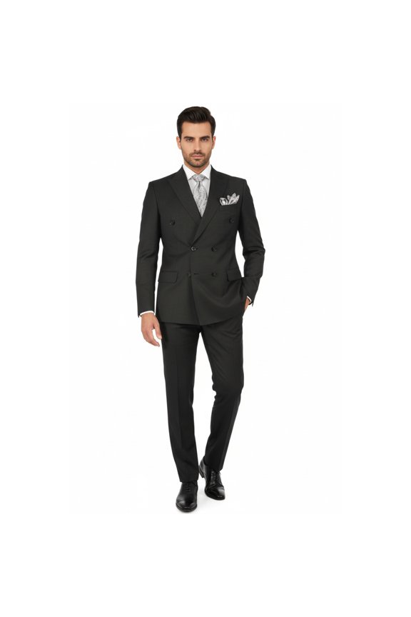 Men Suit BERLUSCONI Turkey 100% Italian Wool 180's Double Breasted #Ber23 Gray