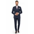 thumbnail image 1 of Men Suit BERLUSCONI Turkey 100% Italian Wool 180's Double Breasted #Ber32 Navy, 1 of 10