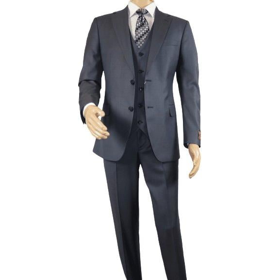 Solid Plum Eggplant Very Dark Purple W Hand-Pick Stitching Super 150'S Vested Suit - 100% Percent Wool Fabric Suit - Worsted Wool Business Suit