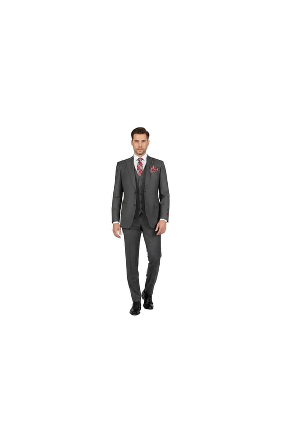 Men Suit BERLUSCONI Turkey 100% Italian Wool Super 180's 3pc Vested #Ber12 Gray