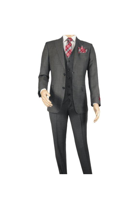 Men Suit BERLUSCONI Turkey 100% Italian Wool Super 180's 3pc Vested #Ber12 Gray