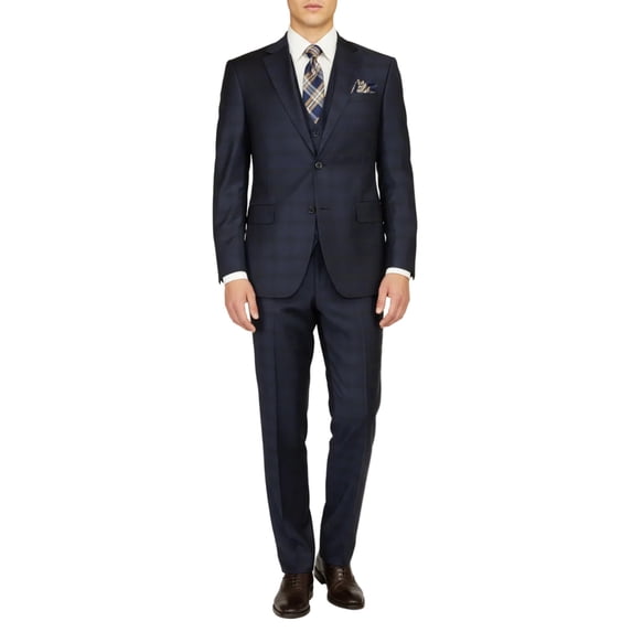 Men Suit BERLUSCONI Turkey 100% Italian Wool Super 180's 3pc Vested #Ber24 Navy