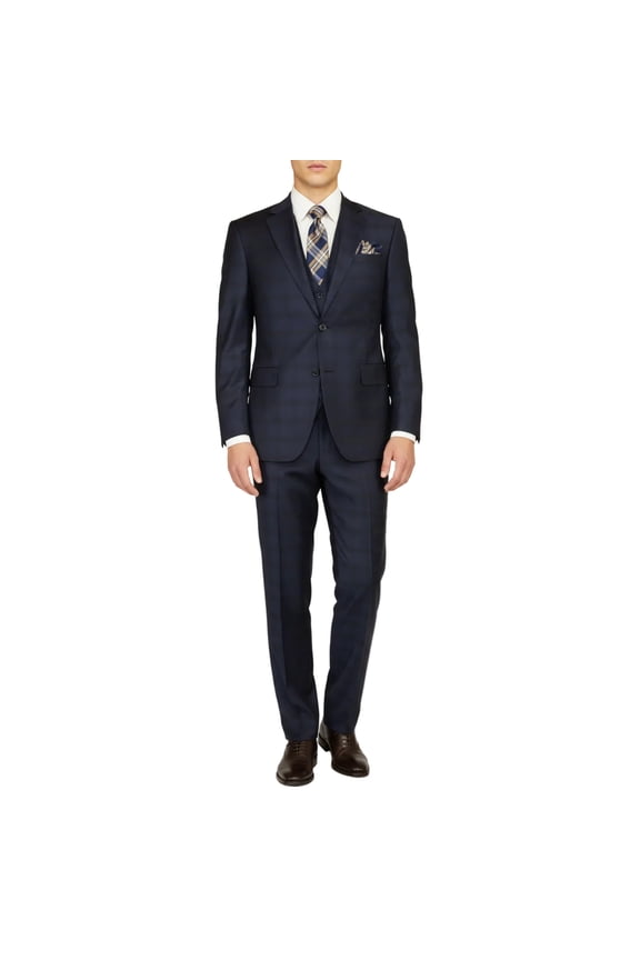 Men Suit BERLUSCONI Turkey 100% Italian Wool Super 180's 3pc Vested #Ber24 Navy