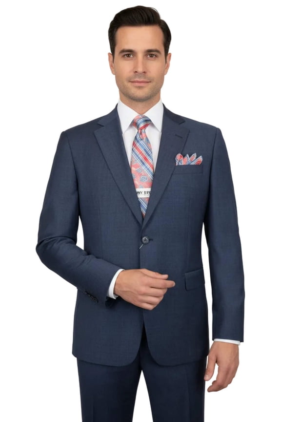 Men Suit BERLUSCONI Turkey 100% Soft Italian Wool Super 180's #Ber27 Navy Blue