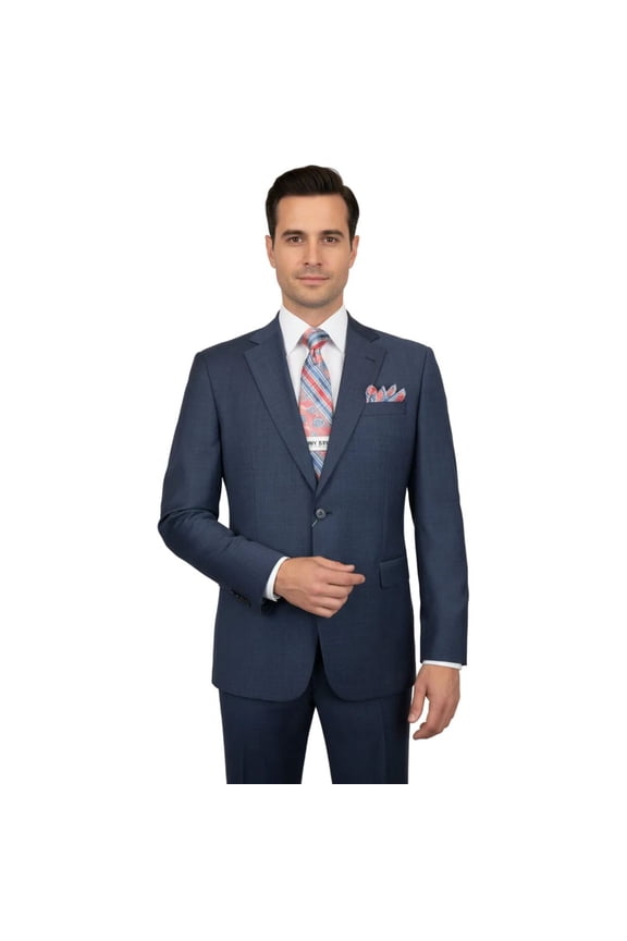 Men Suit BERLUSCONI Turkey 100% Soft Italian Wool Super 180's #Ber27 Navy Blue