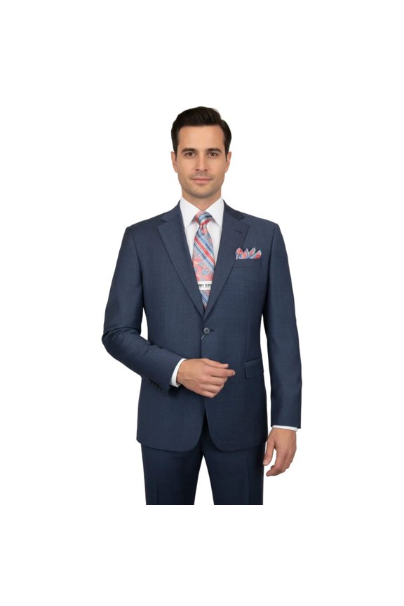 Men Suit BERLUSCONI Turkey 100% Soft Italian Wool Super 180's #Ber27 Navy Blue