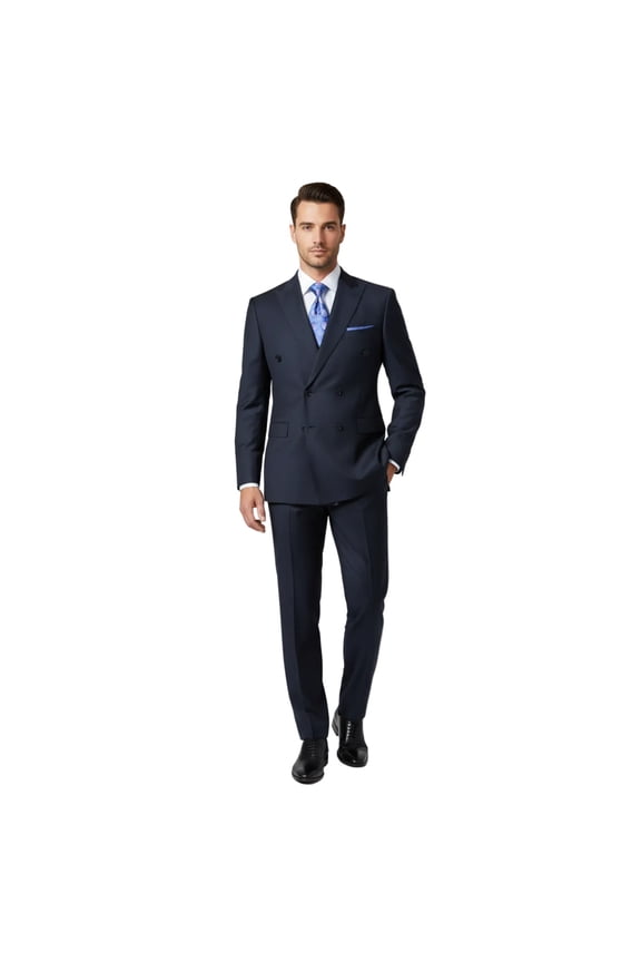 Men Suit BERLUSCONI Turkey Italian Wool 180's Double Breasted UGS94-12 Navy