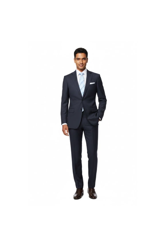 Men Suit BERLUSCONI Turkey Italian Wool 180's Single Breasted 623-03 Navy Plaid