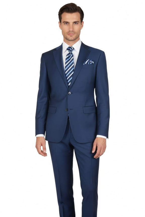 Men Suit BERLUSCONI Turkey Italian Wool 180's Single Breasted K442-12 Navy