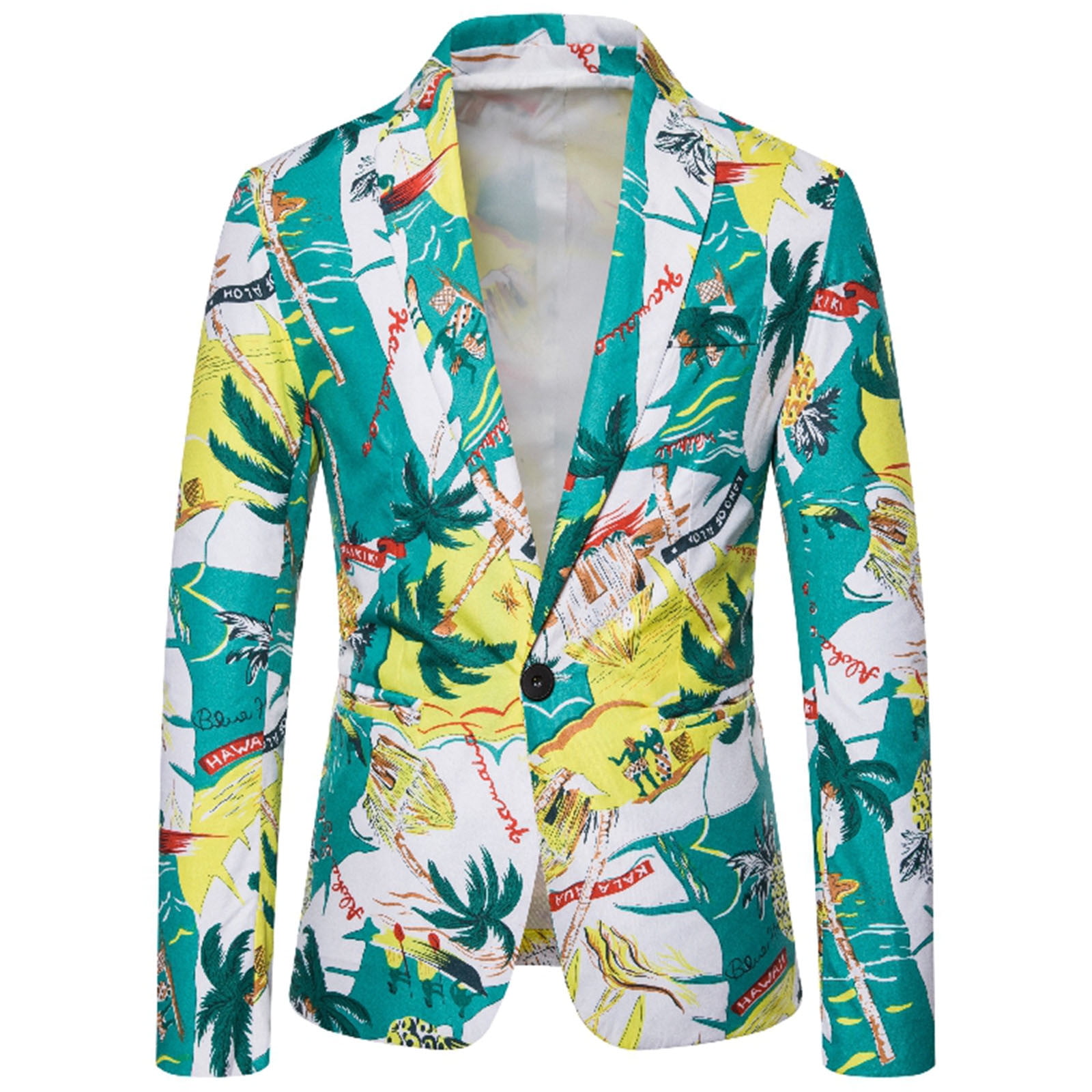 Men Suit Coats Men Casual Hawaiian Holiday Sstyle Beautiful Flower Series  Features Broken Flower Single Button Suit Plaid Coat Floral Blazer Men