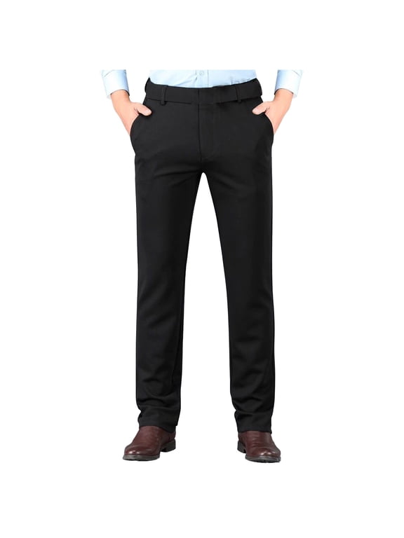 Men Suit Pants, Stretch Flat Front Straight Fit Office Work Dress Pants for Business Casual Trousers with Pockets