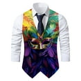 thumbnail image 1 of Men Suit Vest Novelty Vests Gothic Formal Waistcoat Vintage Graphic Print Tuxedo Vests for Party 𝐌𝐚𝐫𝐝𝐢 𝐆𝐫𝐚𝐬 Vest Funny Graphic, 1 of 4