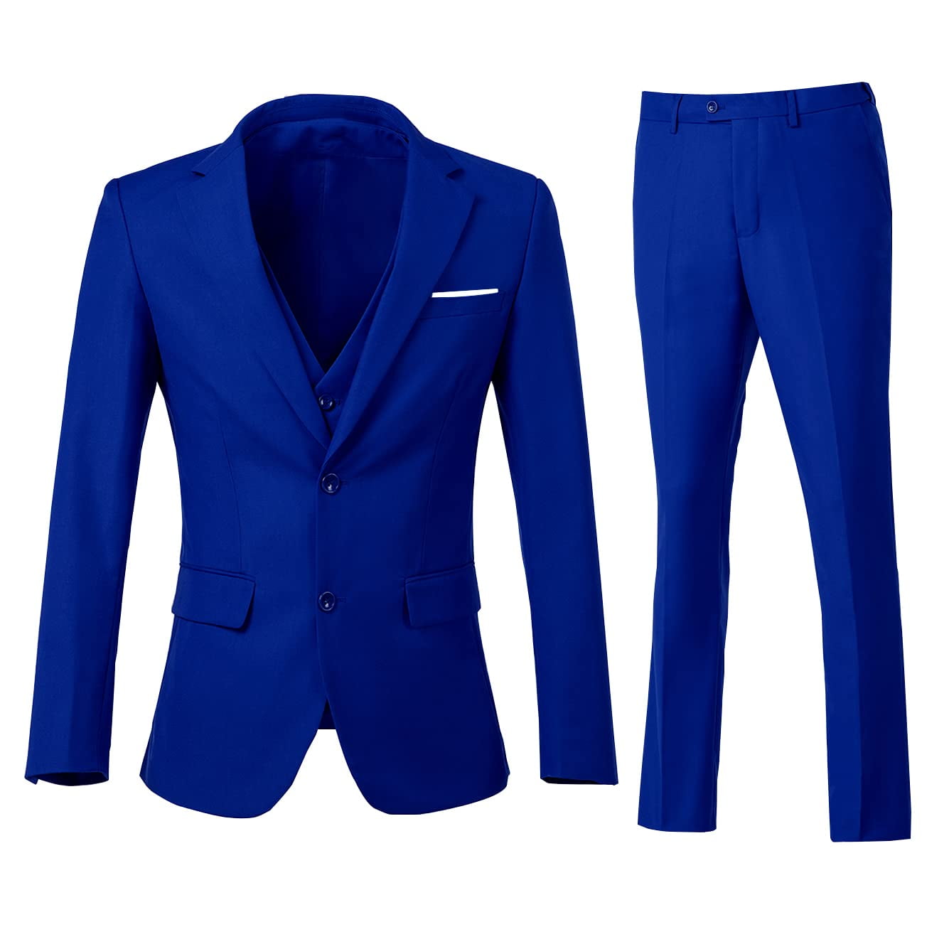 Men Suits Slim Fit 3 Piece Royal Blue Business Wedding Suits
