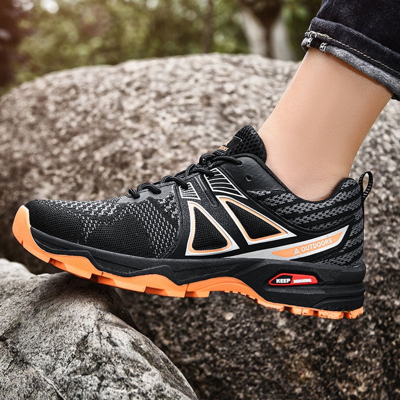 Men Summer Anti Slip Hiking Shoes Ultra Light Breathable Mesh Sneakers Shockproof Wear Resistant Outdoor Trekking Shoes for Mountain Walking Wilderness Outdoor Sports