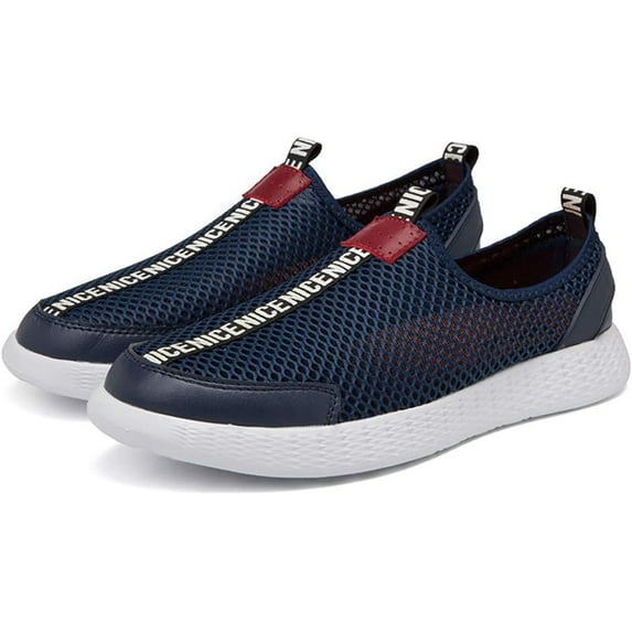 Men Summer Breathable Loafers Fashion Mesh Casual Lightweight Hollow Shoes Comfortable Outdoor Driving Flat Stylish Moccasin Blue 10.5 UK