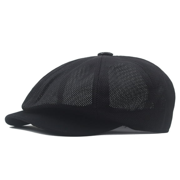 Men Summer Breathable Mesh Octagonal Newsboy Flat Hat Hollow Duckbill Ivy Cap