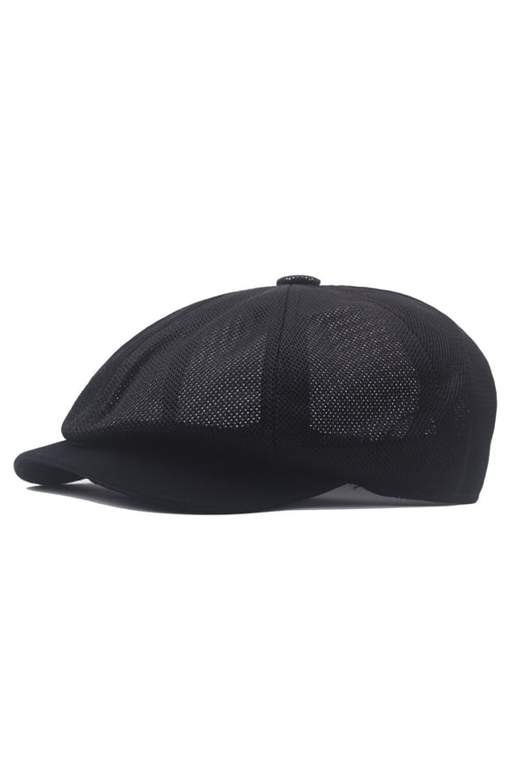 Men Summer Breathable Mesh Octagonal Newsboy Flat Hat Hollow Duckbill Ivy Cap