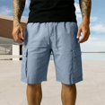 thumbnail image 1 of Men Summer Casual Lightweight Cargo Shorts with -Pocket Utility Design for Everyday WearBlueXXL, 1 of 5