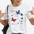 thumbnail image 1 of Men Summer Casual Short Sleeve Round Neck T-Shirt Butterfly God Makes Beauty Out Of Ashes Graphic Print T-Shirts, 1 of 5