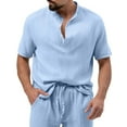 thumbnail image 1 of Men Summer Casual Solid Button Down Cardigan Short Sleeve Shirt Comfortable Lightweight Breathable Stylish Versatile Men's Oversized Tee Summer Tops Streetwear, 1 of 9