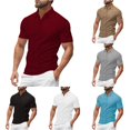 thumbnail image 1 of Men Summer Casual Style Solid Short Sleeve Lapel Tennis T Shirt Tops, 1 of 9