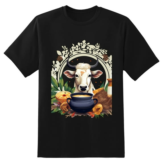 Men Summer CasualCow (14) Graphic Print Round Neck Short Sleeve T Shirt Tee Tops Basic Vacation Wear Sizes XS-5XL