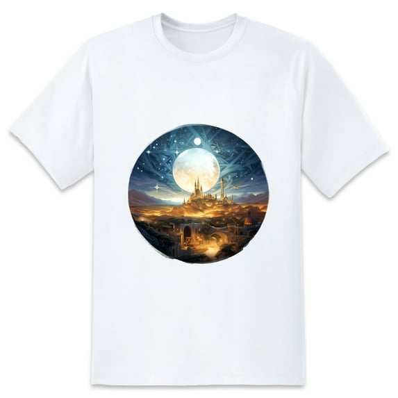 Men Summer CasualMoon Graphic Print Round Neck Short Sleeve T Shirt Tee Tops Basic Vacation Wear Sizes XS-5XL
