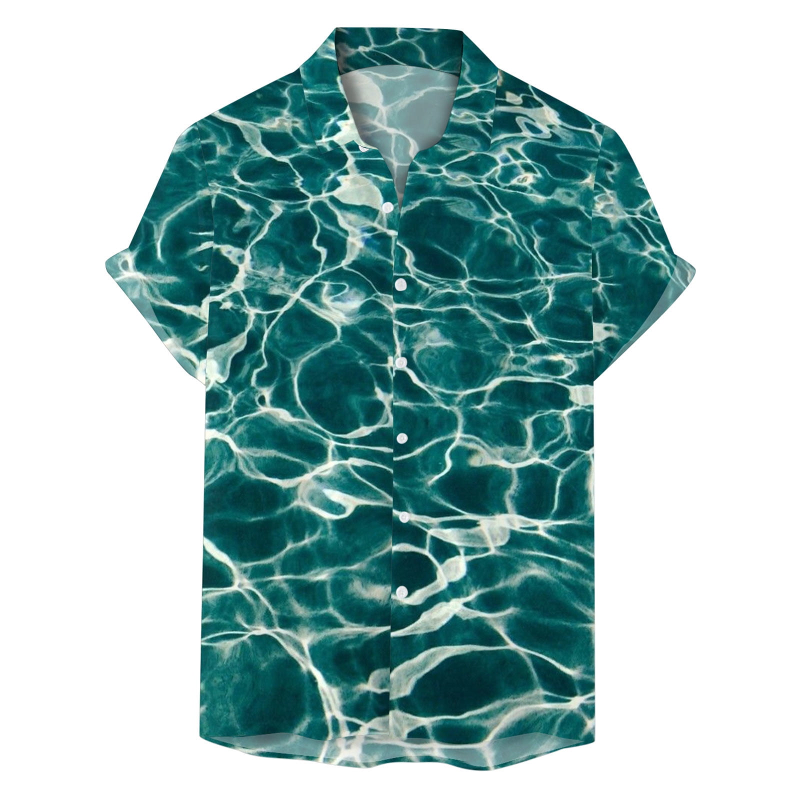 Men Summer Comfortable Print Short Sleeved Button Up Shirt Non Shrinking T Shirts for Men