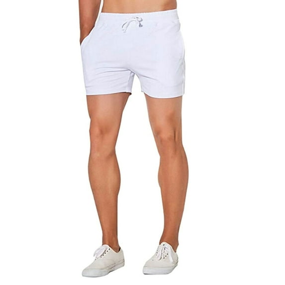 Men Summer Jogger Sweat Shorts Casual Gym Running Shorts Solid Color Workout Athletic Pants