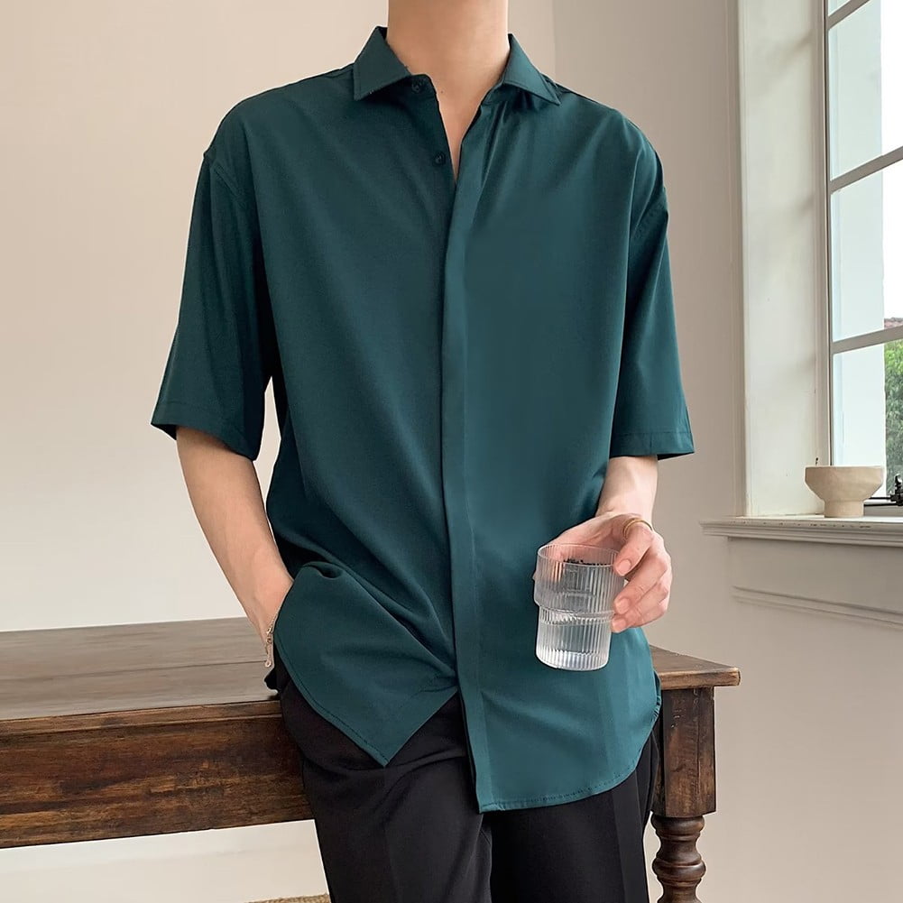 Men Summer Korean Style Fashion All Match Short Sleeve Shirt
